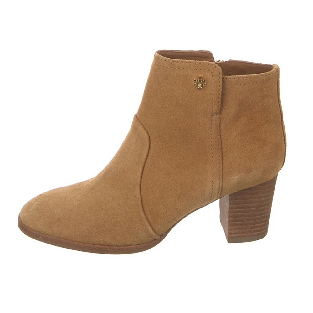 Tory Burch Suede Leather Side Zip Booties Congac Brown 9